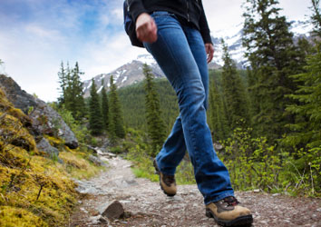 Person walking in the woods